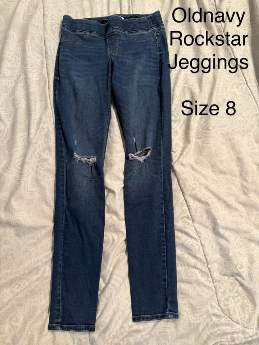 Old Navy Dark Blue Rockstar Jeggings with Knee Distressing